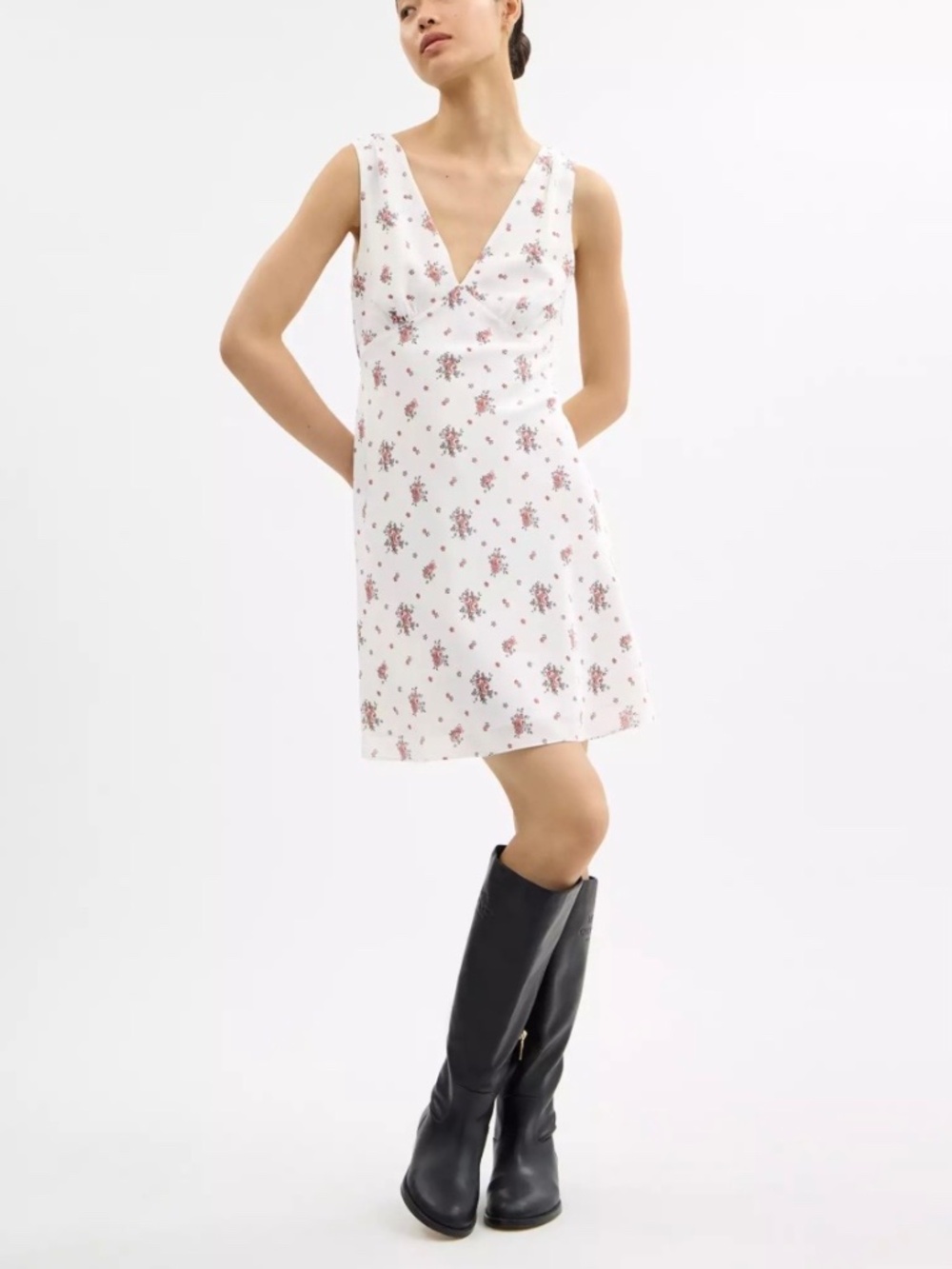 Coach Spring Blossom Print Silk Dress Ivory Multi SZ XL
